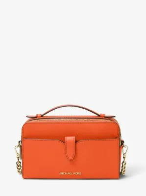 Jet Set Medium Saffiano Leather Smartphone Double-Zip Crossbody Bag