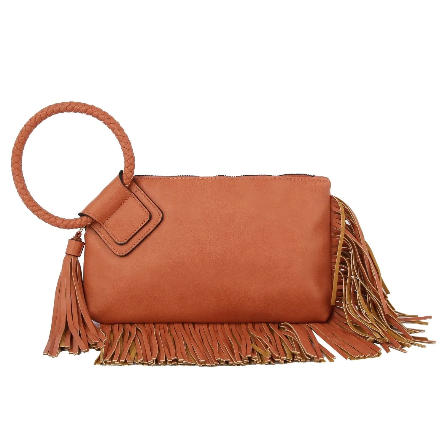 JY0378 Fringe Soft Vegan Leather Wristlet/Clutch