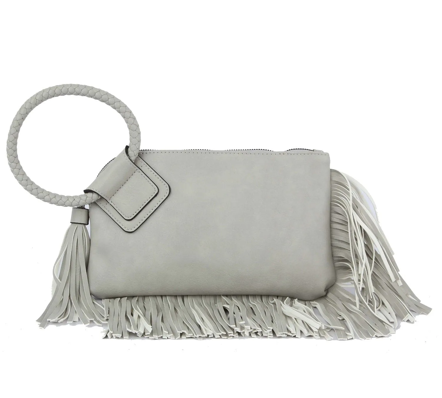 JY0378 Fringe Soft Vegan Leather Wristlet/Clutch