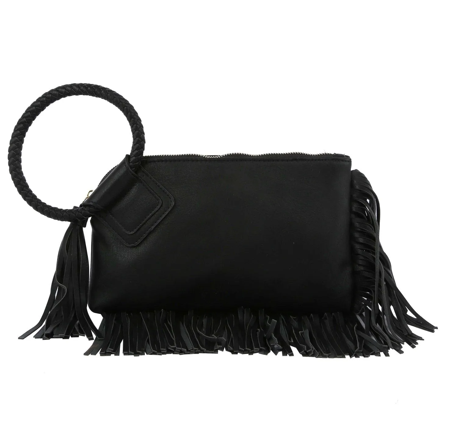 JY0378 Fringe Soft Vegan Leather Wristlet/Clutch