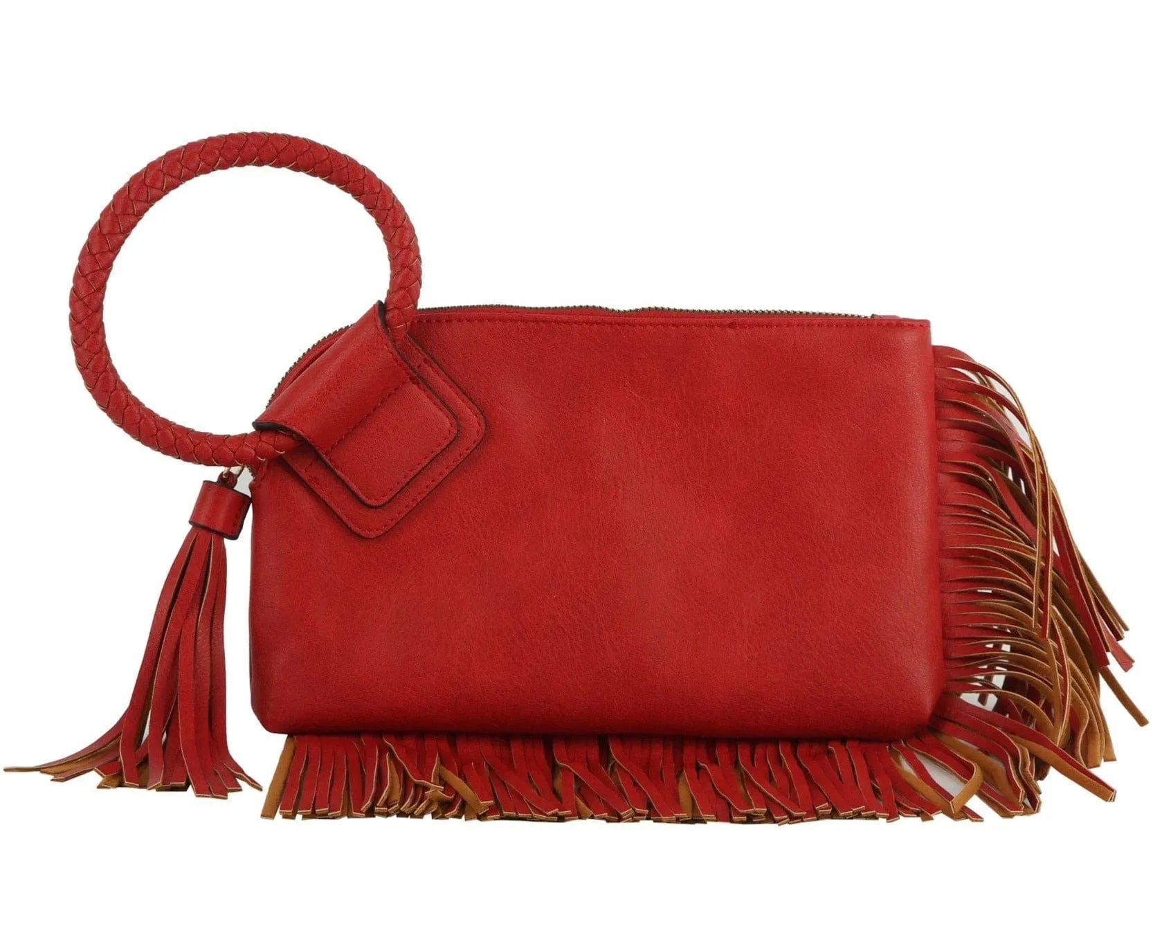 JY0378 Fringe Soft Vegan Leather Wristlet/Clutch