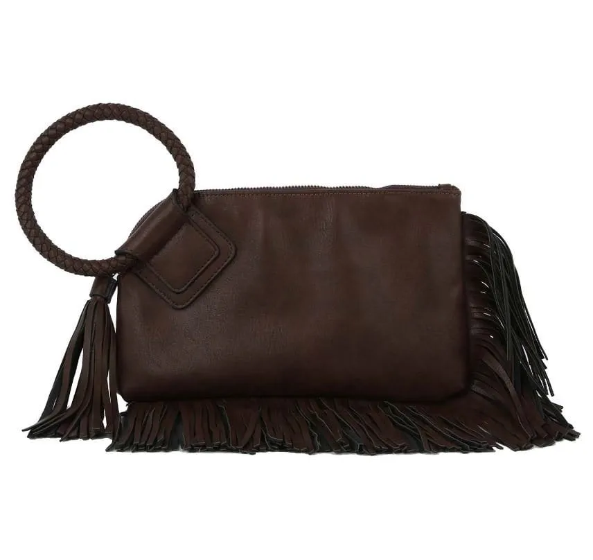 JY0378 Fringe Soft Vegan Leather Wristlet/Clutch