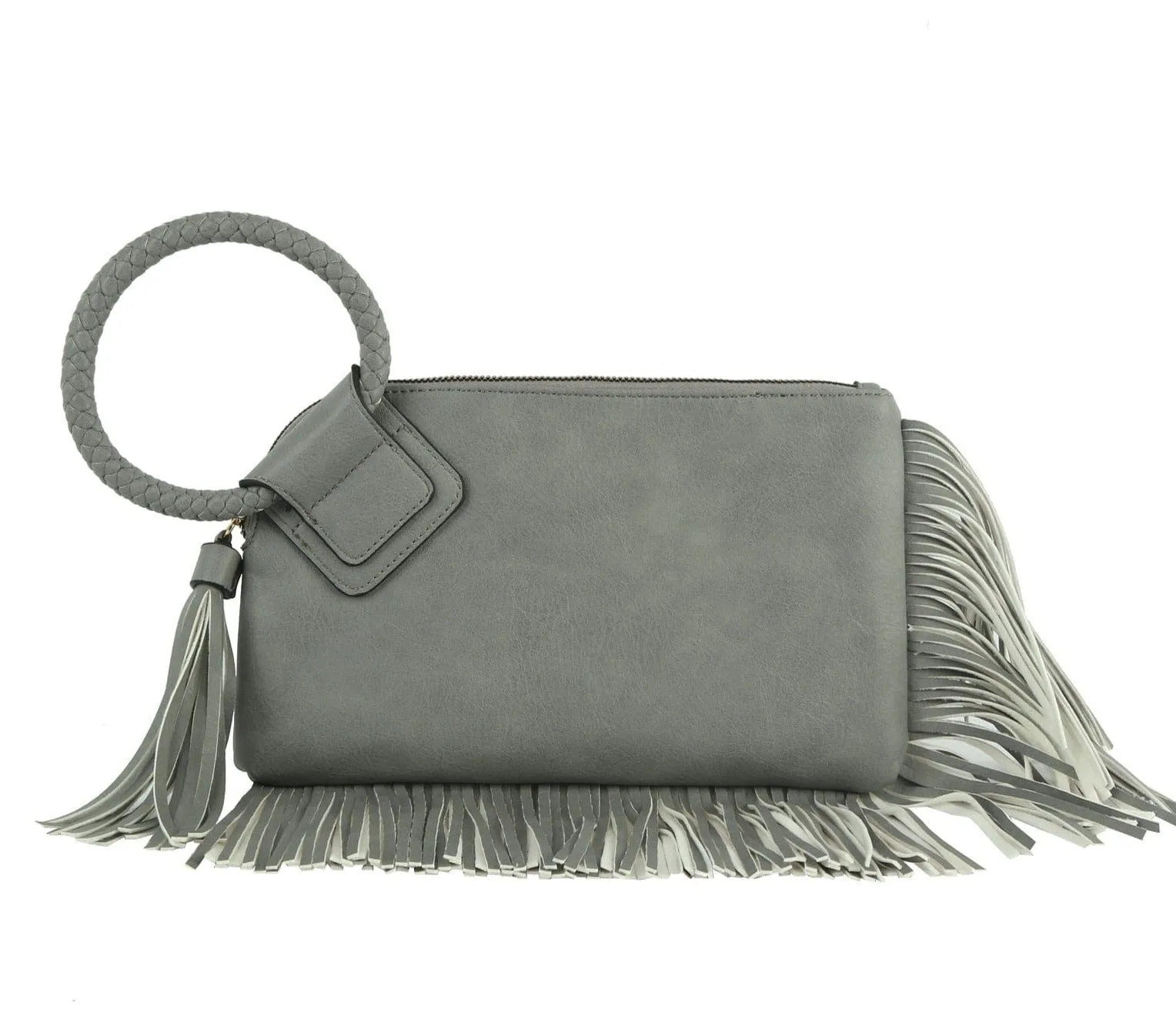 JY0378 Fringe Soft Vegan Leather Wristlet/Clutch