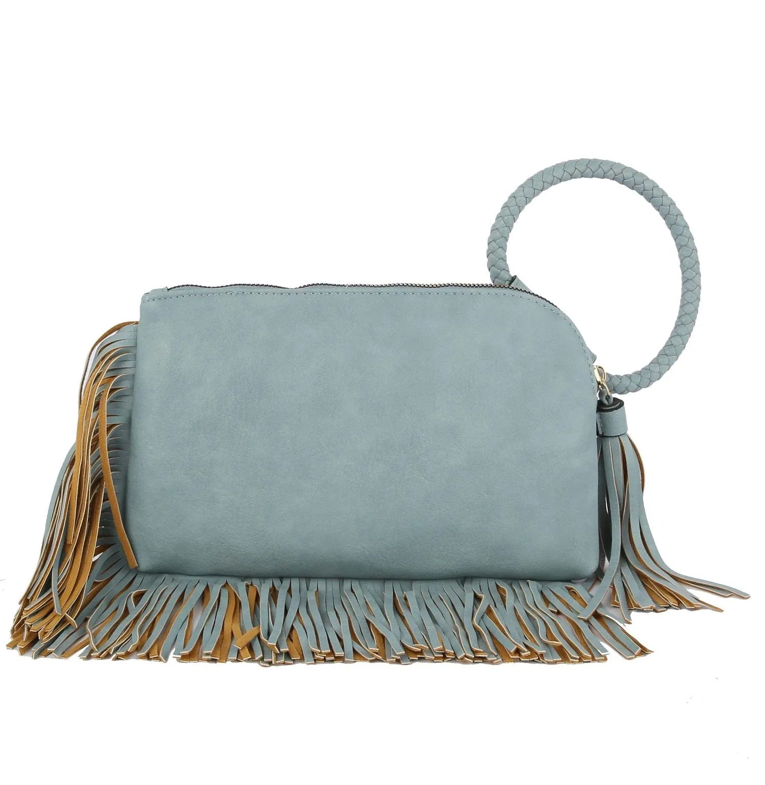 JY0378 Fringe Soft Vegan Leather Wristlet/Clutch