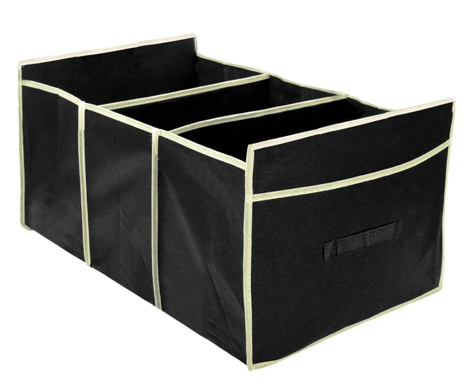 Kuber Industries 3 Large Compartments Collapsible Car Truck Organizers (Black)