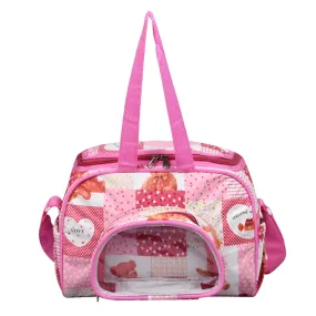 Kuber Industries Baby Diaper Bag | Maternity Diaper Changing Bag | Travel Diaper Bag | Diaper Bag for Mothers | Transparent D Pocket Baby Bag | Teddy Bear Diaper Bag with Straps | Pink