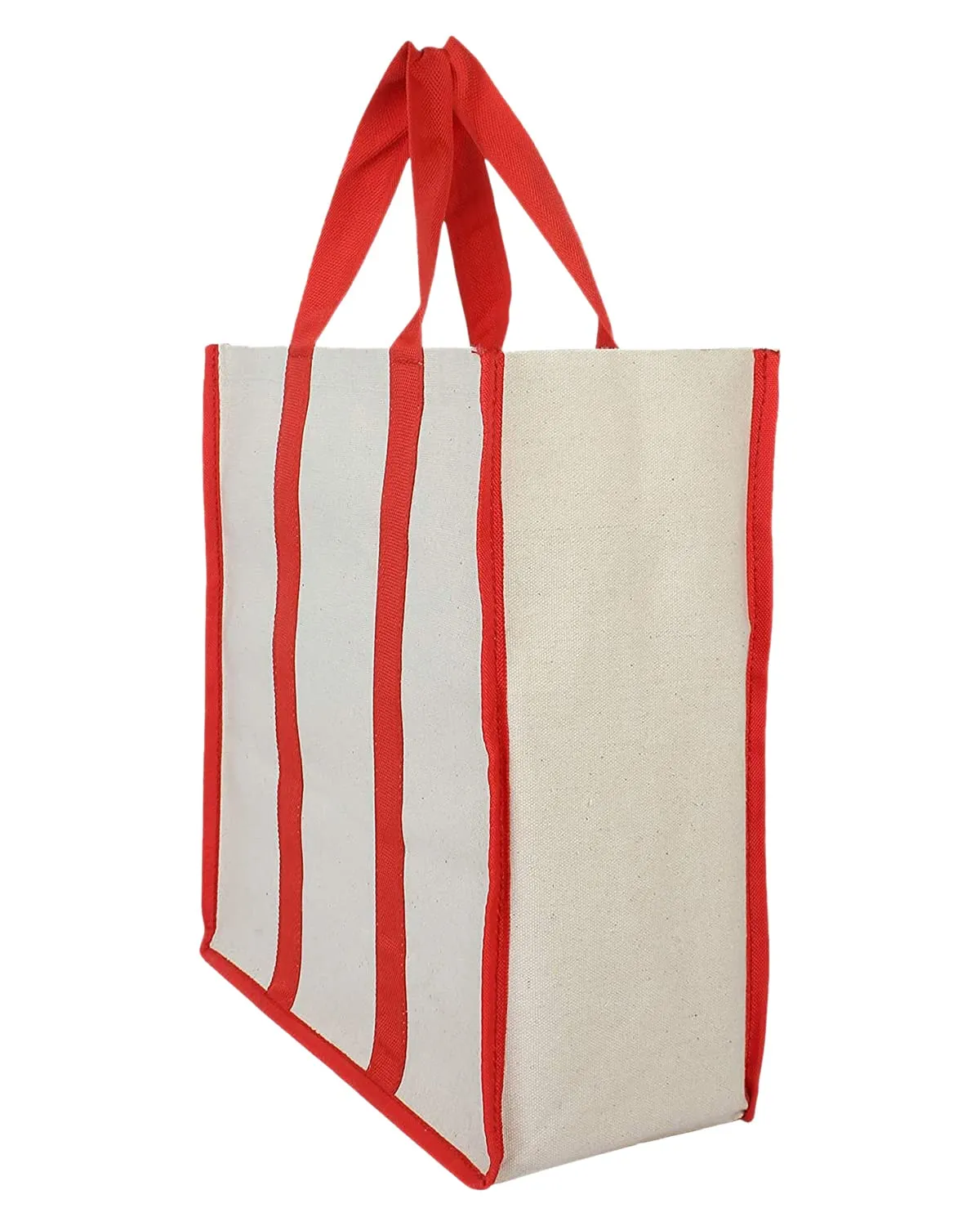 Kuber Industries Canvas Shopping Bags/Grocery Bag for Carry Grocery, Fruits, Vegetable with Handles (Red) 54KM4015