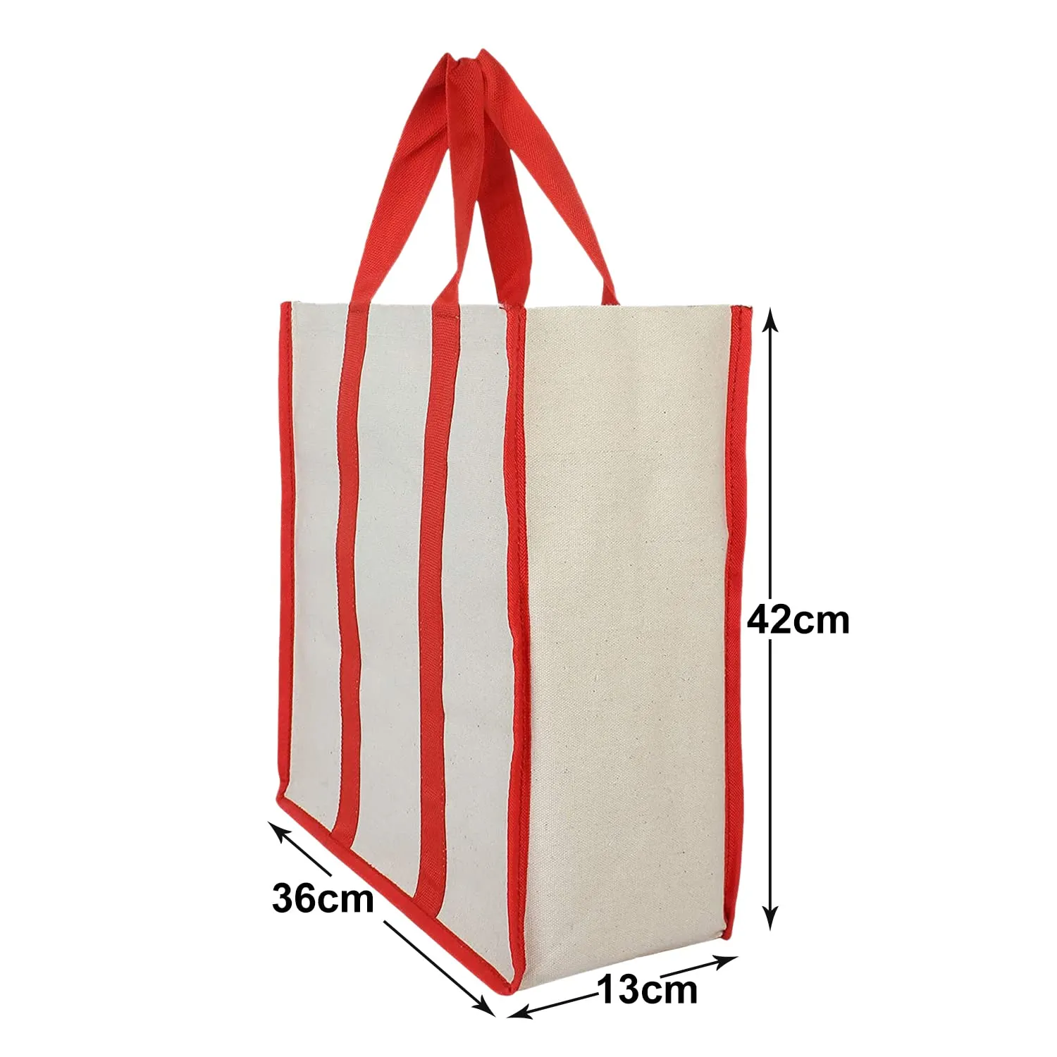 Kuber Industries Canvas Shopping Bags/Grocery Bag for Carry Grocery, Fruits, Vegetable with Handles (Red) 54KM4015