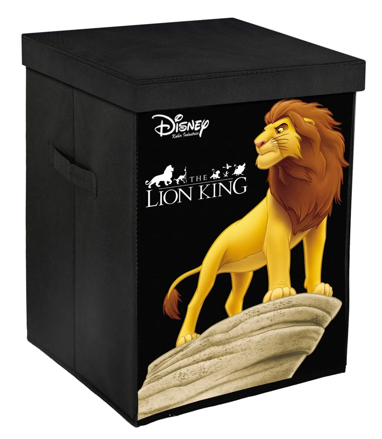 Kuber Industries Disney Lion King Print Non Woven Fabric Foldable Laundry Basket, Toy Storage Basket, Cloth Storage Basket with Lid & Handles (Black)