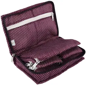 Kuber Industries Heart Home Cotton Multipurpose 7 Pocket Dot Printed Jewellery Storage Bag Pouch/Travel Kit Organizer (Purple)-KUBMART15427