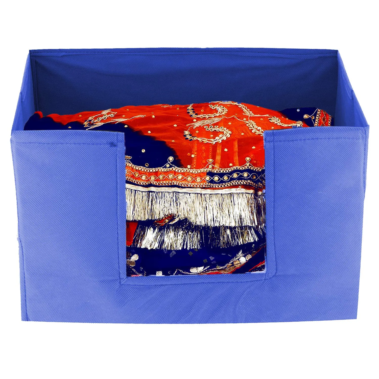 Kuber Industries Non Woven 3 Piece Shirt Stacker and 3 Piece Foldable Rectangle Cloth Saree Stacker Cloth Wardrobe Organizer Wardrobe Organizer (Royal Blue) -CTKTC038292