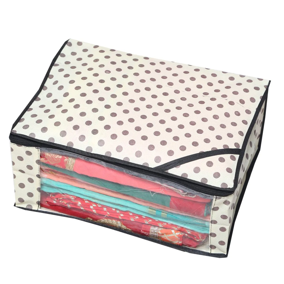 Kuber Industries Polka Dots Designer 12 Piece Non Woven Saree Cover Set