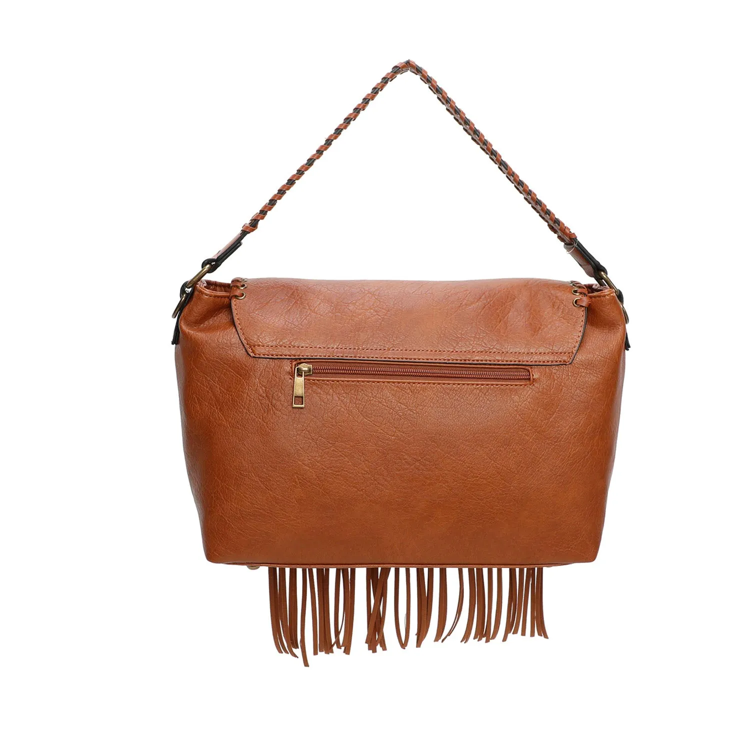 Lacey Fringe Messenger - Tan