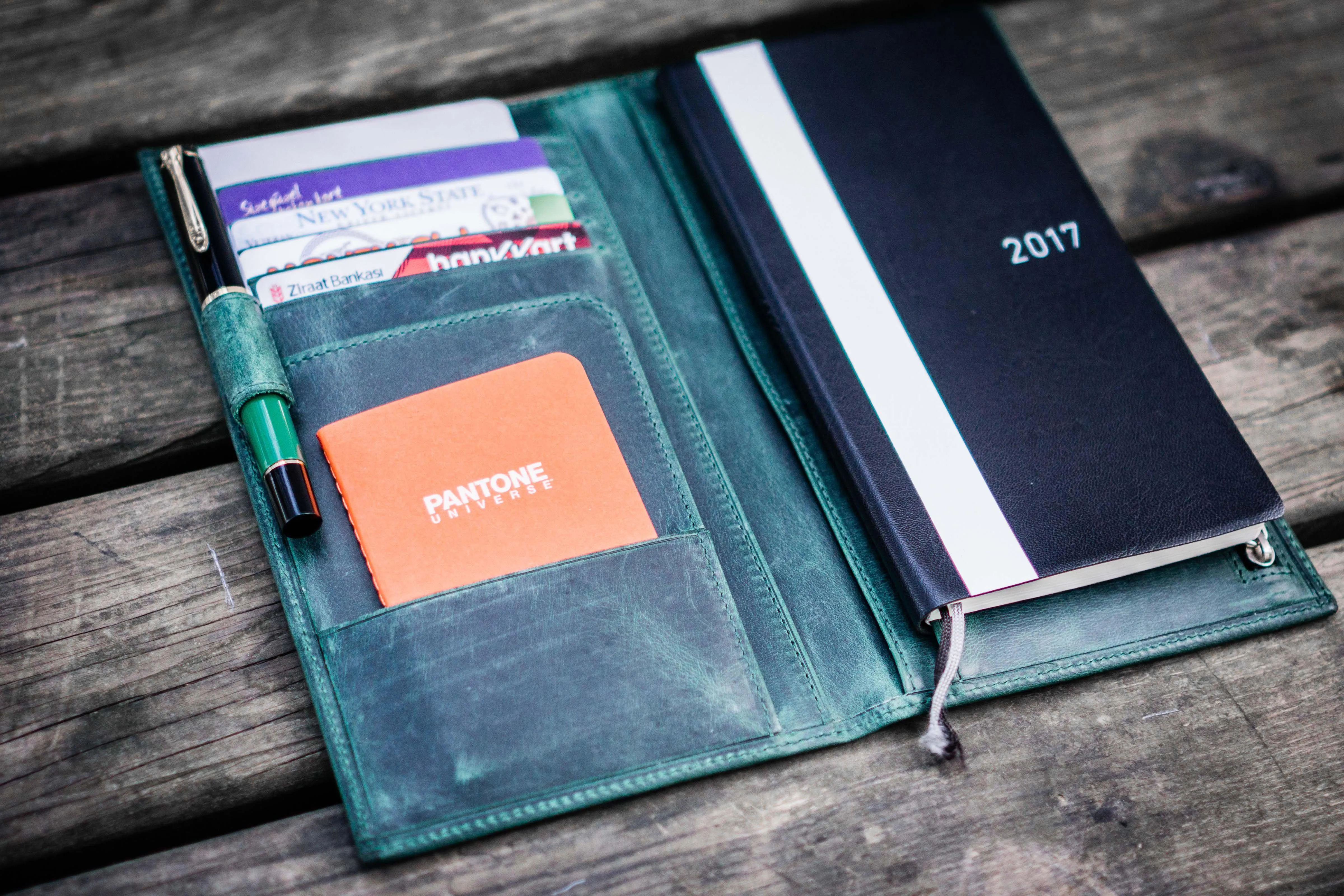 Leather Hobonichi Weeks Mega Cover - Crazy Forest Green