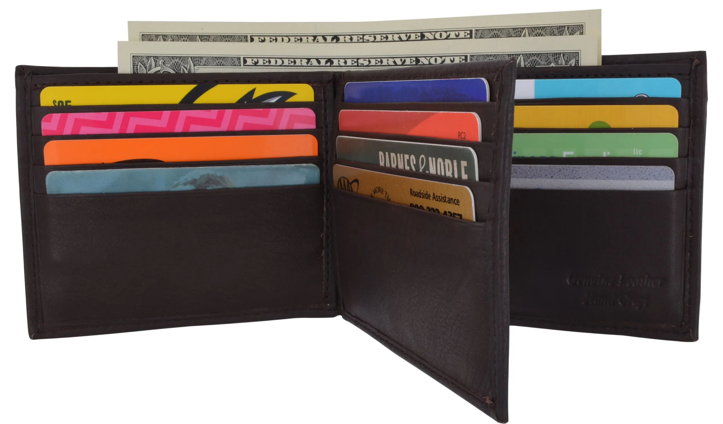 Leather Wallets for Men RFID Blocking Bifold Wallet Center Flap ID Window Ultra Strong Stitching Extra Capacity