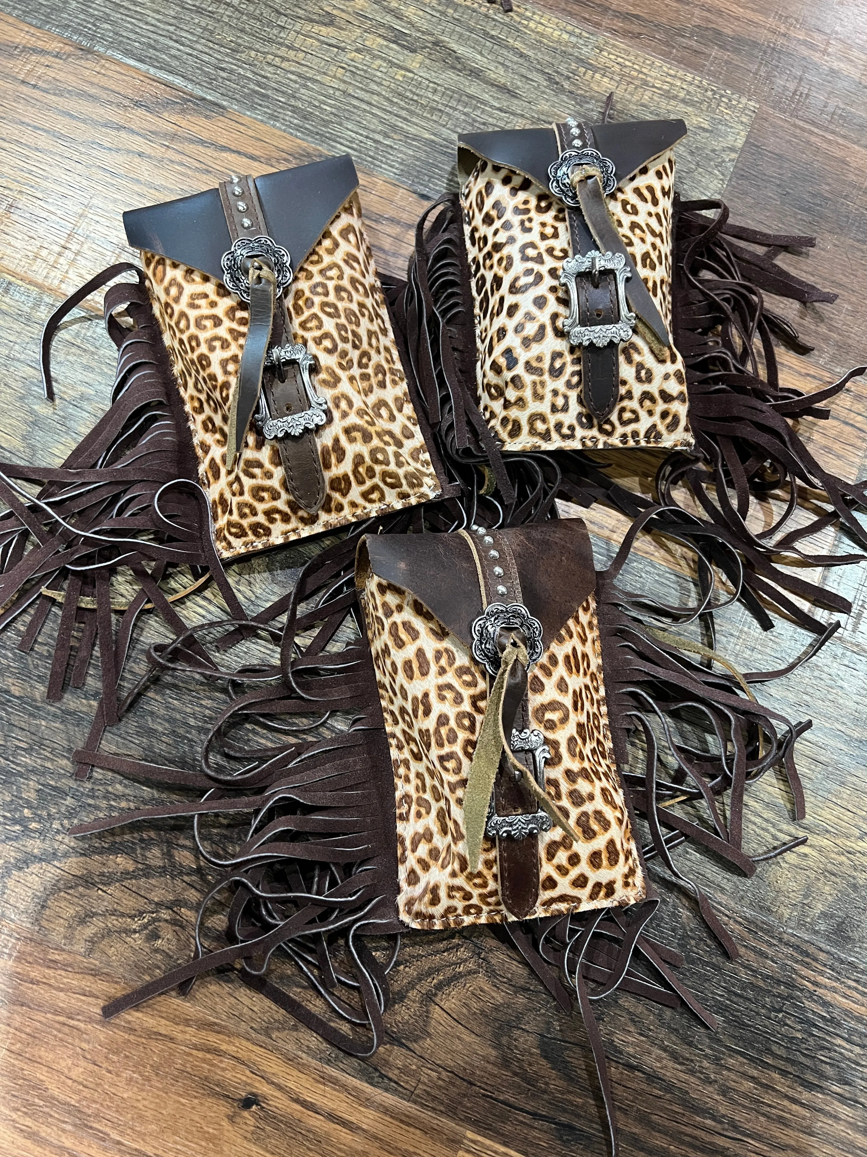 Leopard Cowhide Rear Cinch Saddle Bag