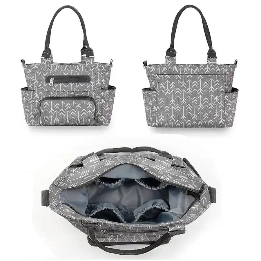 Little Story Diaper Bag Set of 6 with Hooks (Melange Grey)