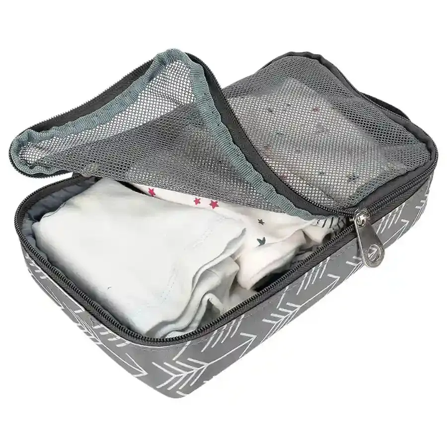 Little Story Diaper Bag Set of 6 with Hooks (Melange Grey)