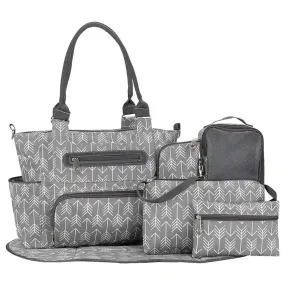 Little Story Diaper Bag Set of 6 with Hooks (Melange Grey)