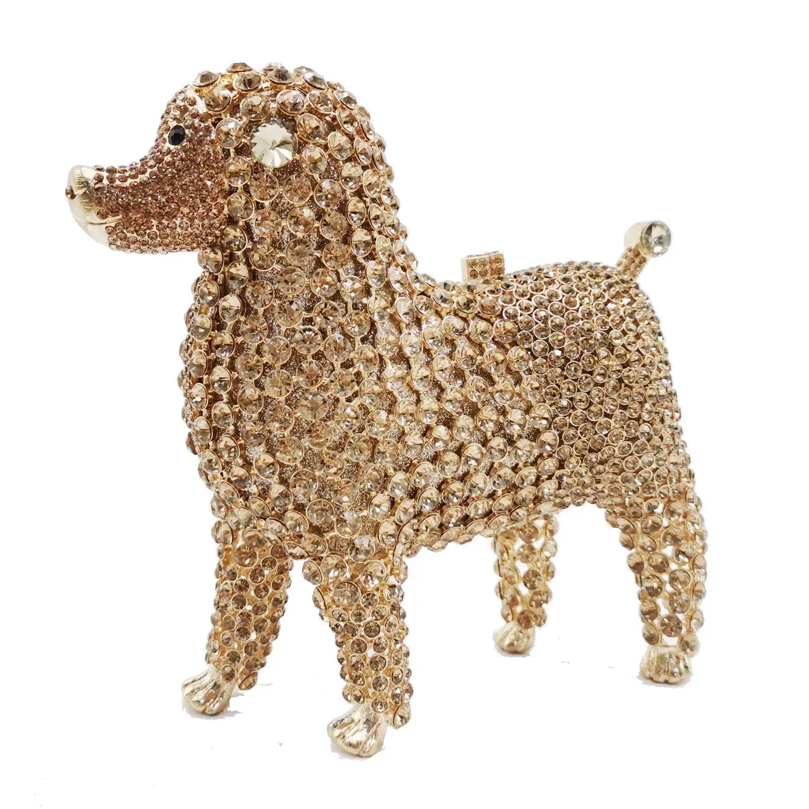 Luxury Poodles Designer Animal Crystal Clutch Evening Bag Party Purse