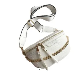 Luxury Women's Leather Crossbody Bag With Thick Chain