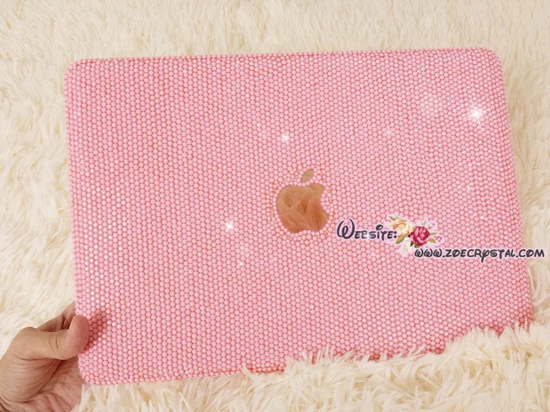 MACBOOK Case / Cover Celeb Celebrities Solid Pink Crystal Rhinestone (Air / Pro) Glittering Sparkly Shinny Diamond