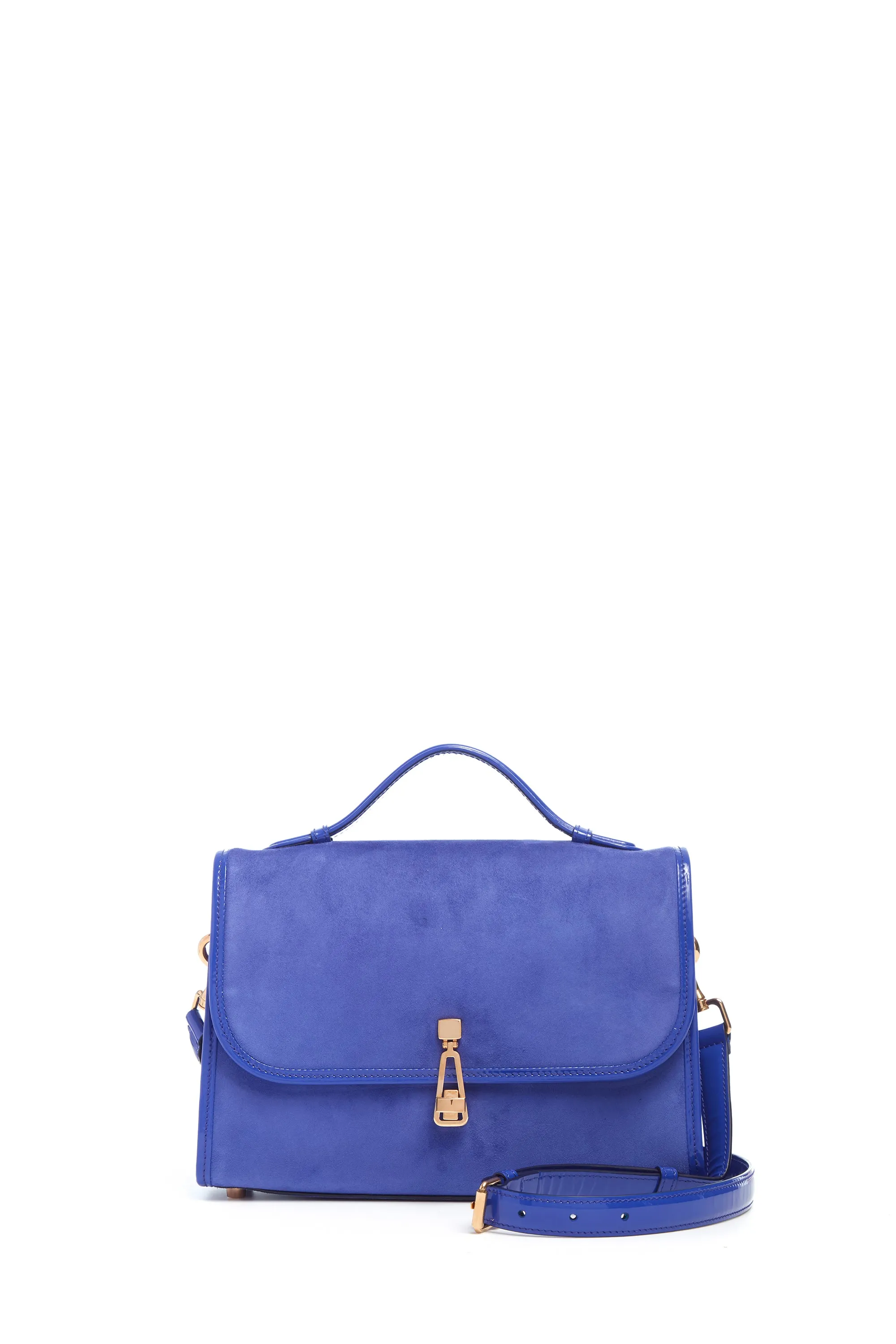 Medium Leonora Flap Bag in Cobalt Suede