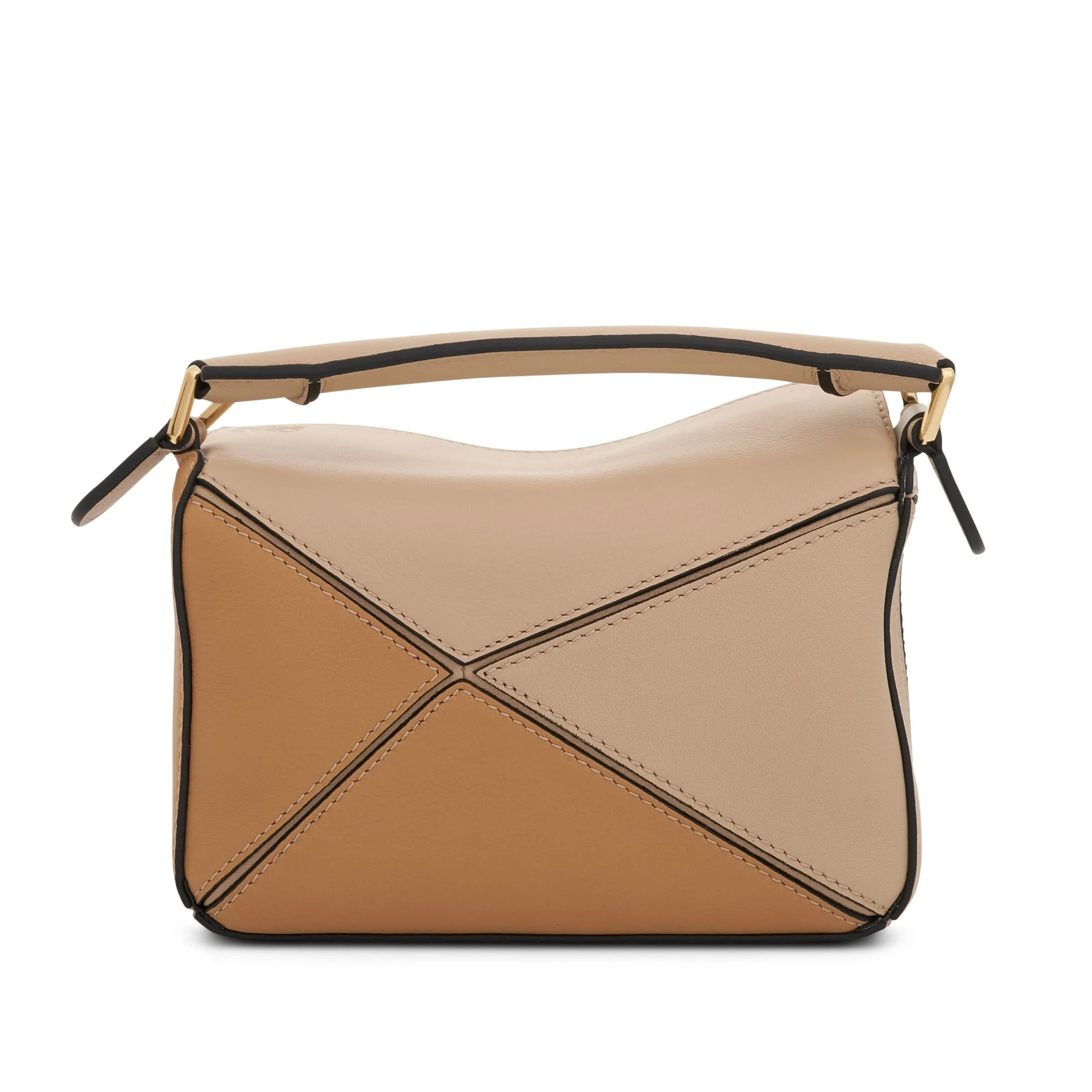 Mini Puzzle Bag in Classic Calfskin in Dusty Beige/Soft White