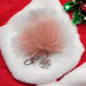 Mom Keychain/Faux Fur Pom Pom Charm Key Chain-Purse Charm/Journal Charm