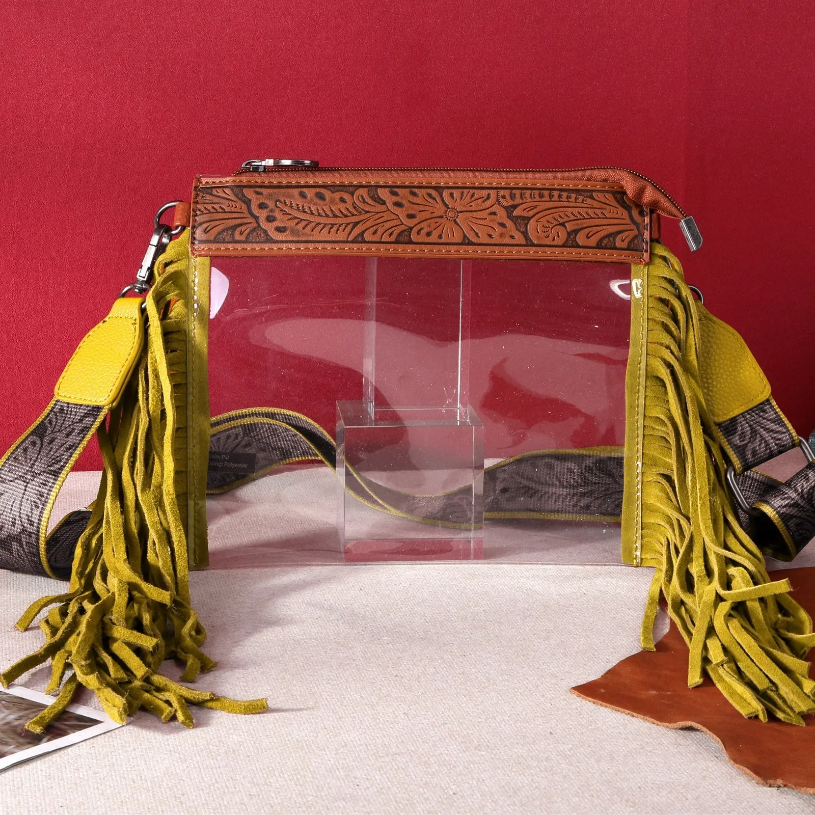 Montana West Western Fringe Clear Crossbody Bag