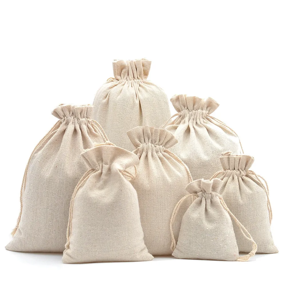 Multi Size Reusable Cotton Drawstring Gift Bags