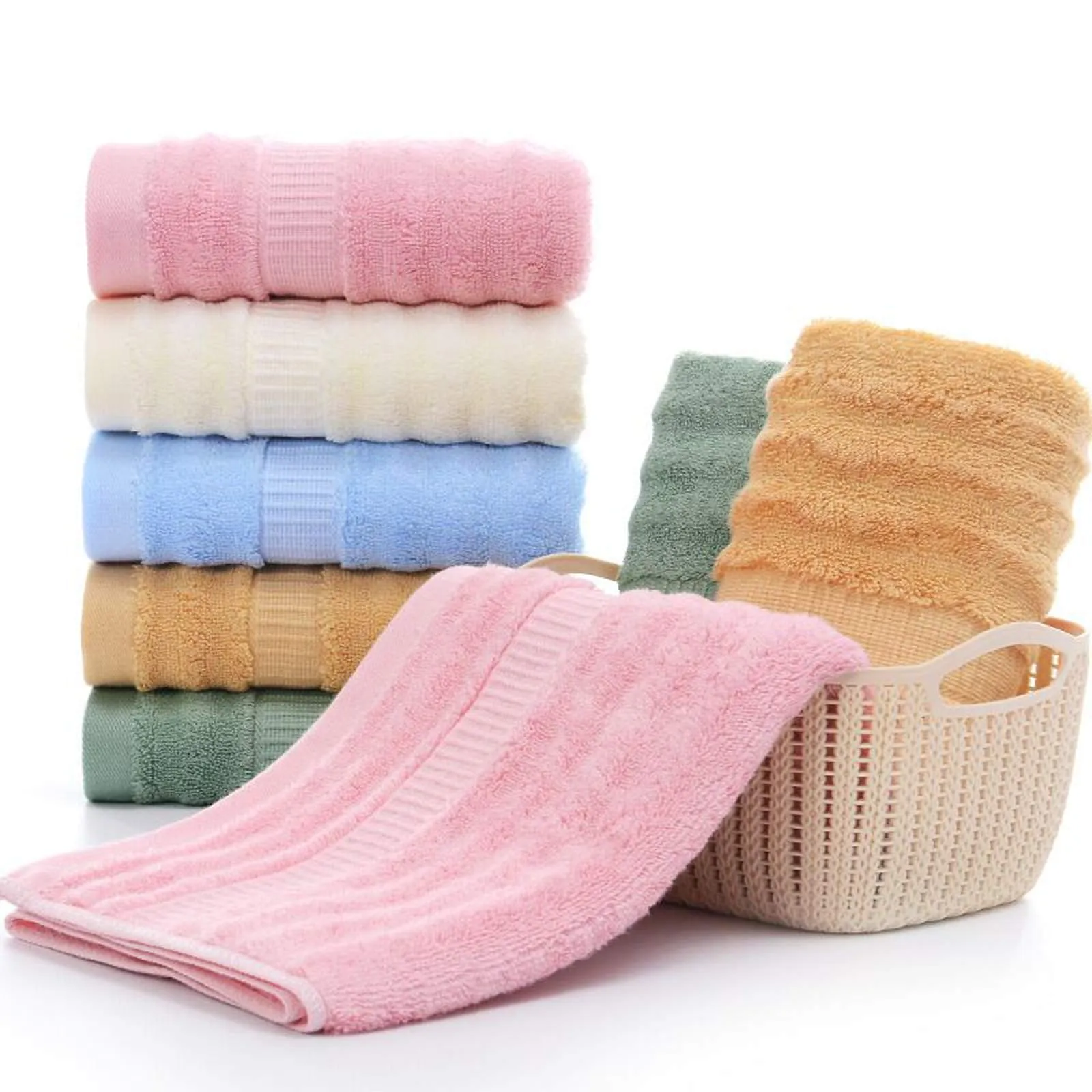 Mush Ultra Soft & Absorbent 600 GSM 6 Piece Bamboo Towel Couple Set (Green & Pink, 2)