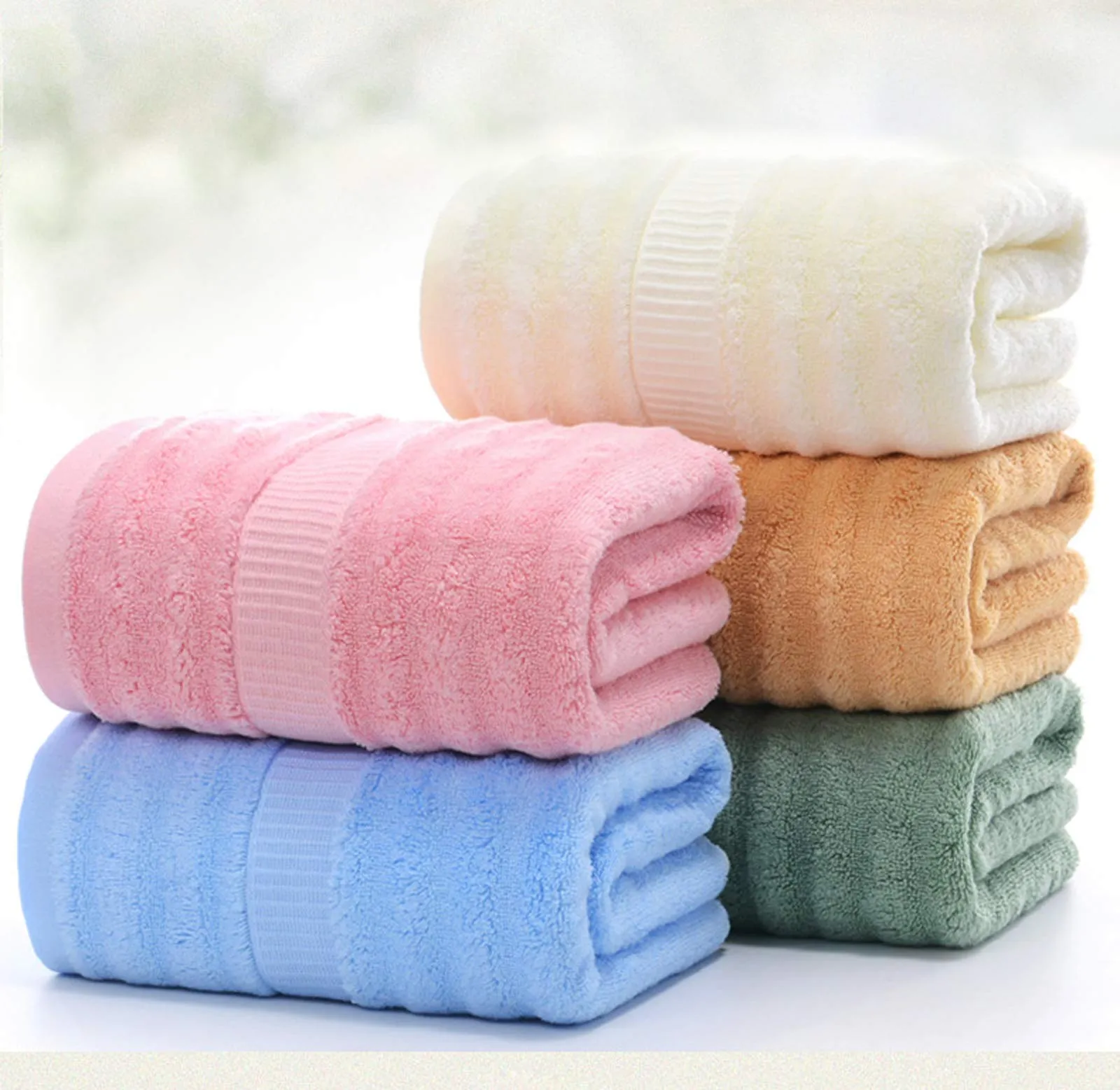 Mush Ultra Soft & Absorbent 600 GSM 6 Piece Bamboo Towel Couple Set (Green & Pink, 2)