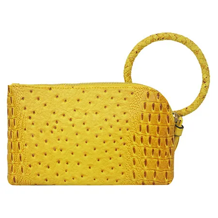 Mustard NGIL Textured Fashion Faux Leather Mini Purse With Fringe Tassel