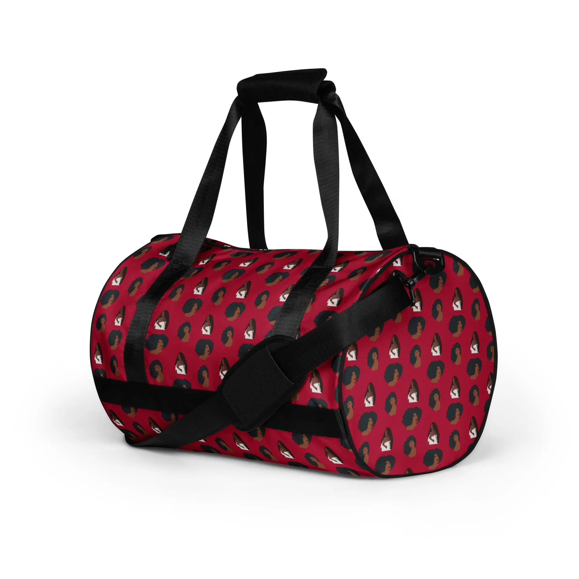 Natural Hair Love Burgundy All-over print gym bag