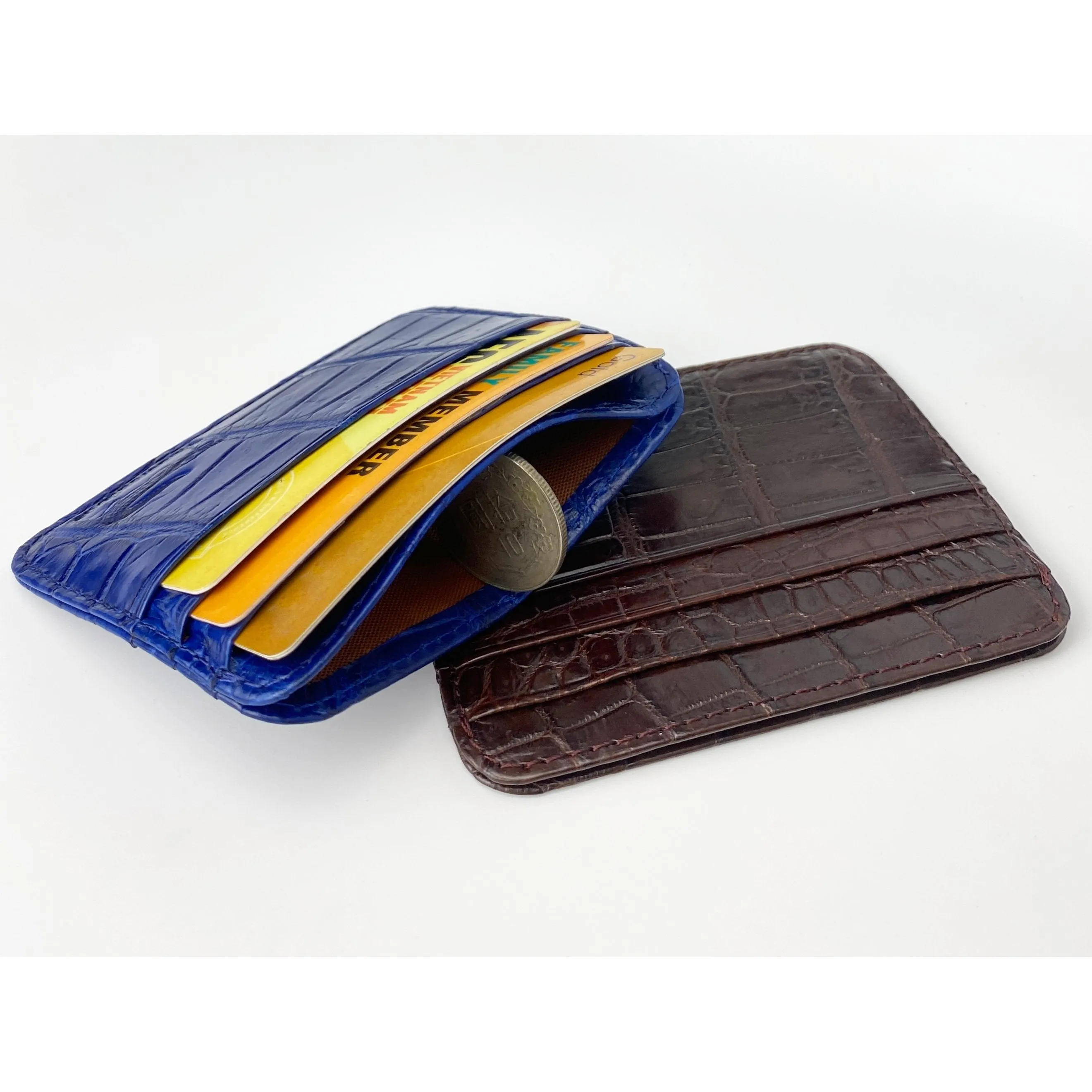 Navy Blue Alligator Leather Credit Card Holder | RFID Blocking | BLUE-CARD-13