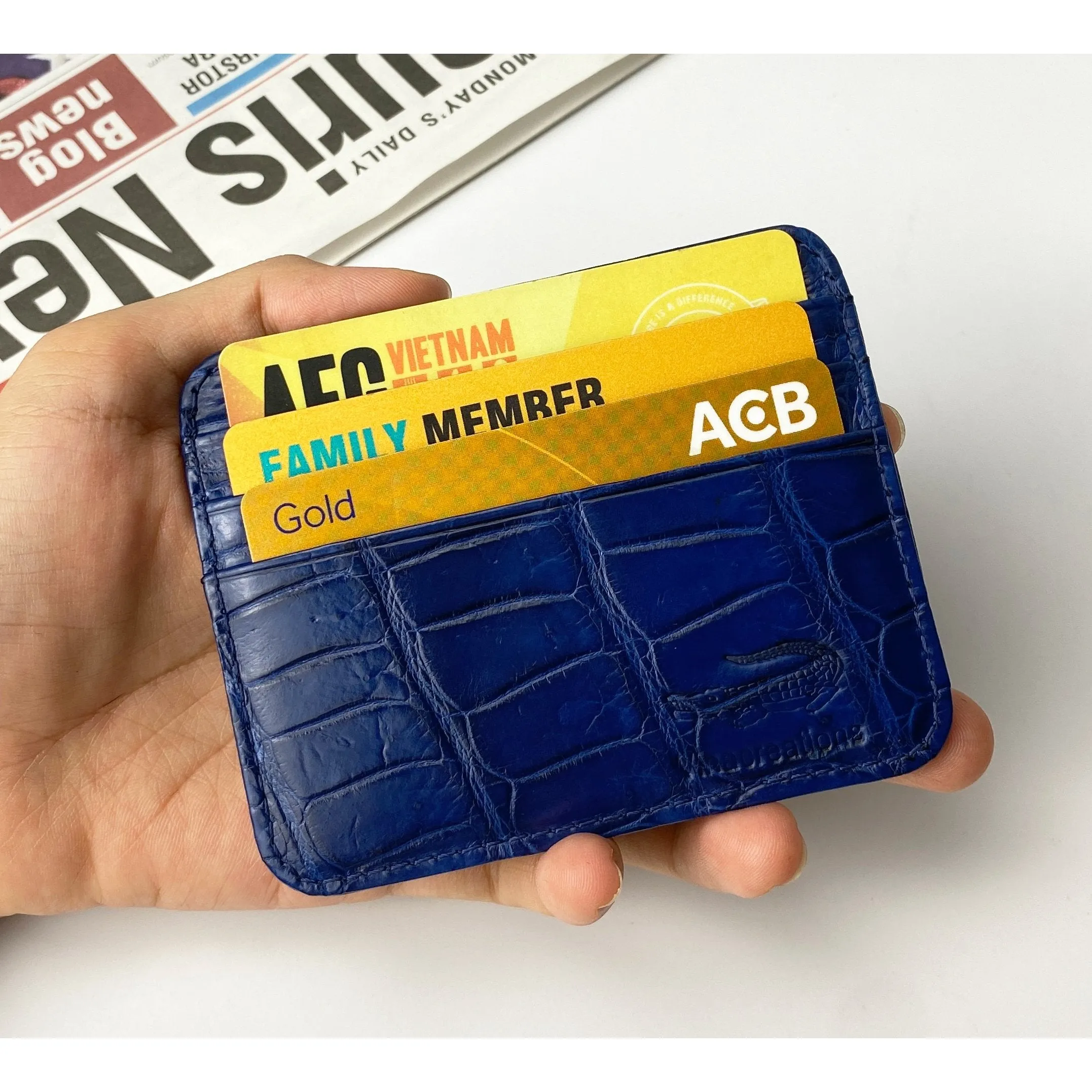 Navy Blue Alligator Leather Credit Card Holder | RFID Blocking | BLUE-CARD-13