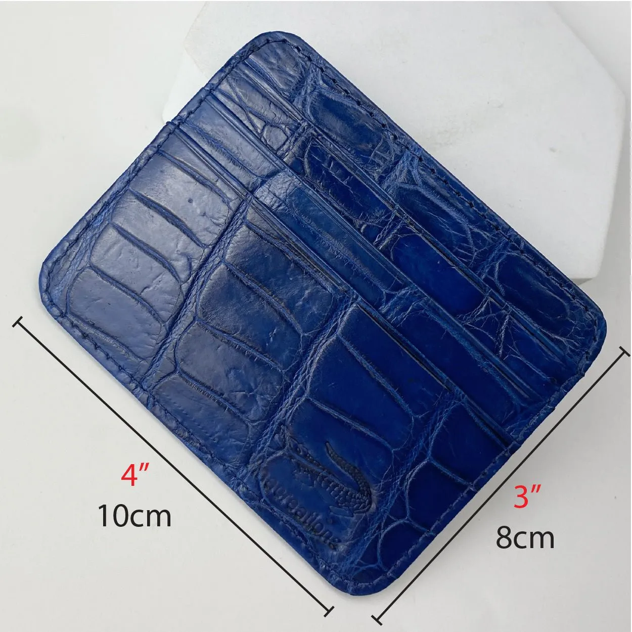 Navy Blue Alligator Leather Credit Card Holder | RFID Blocking | BLUE-CARD-13