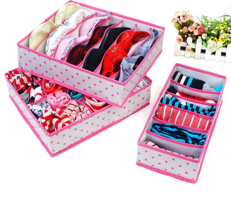 New 3 Pcs/set Storage Box Set For holder Bra Underwear Tie Socks with 6/7/24 cell