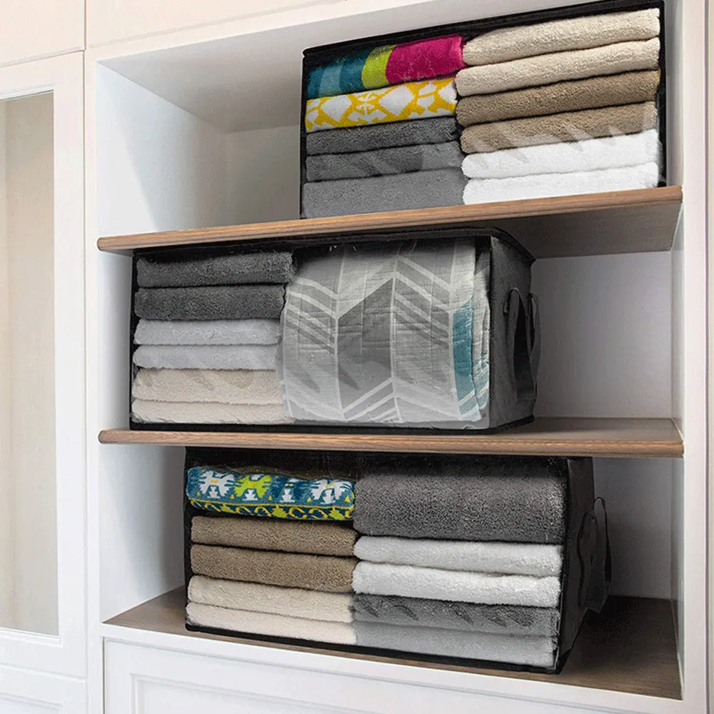 Non-Woven Quilt Clothes Organizing Storage Box with Lids