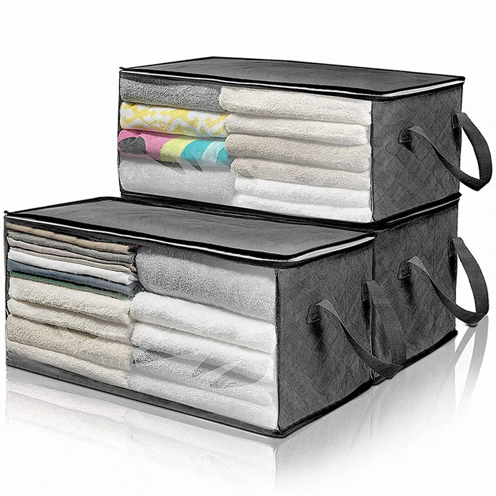 Non-Woven Quilt Clothes Organizing Storage Box with Lids