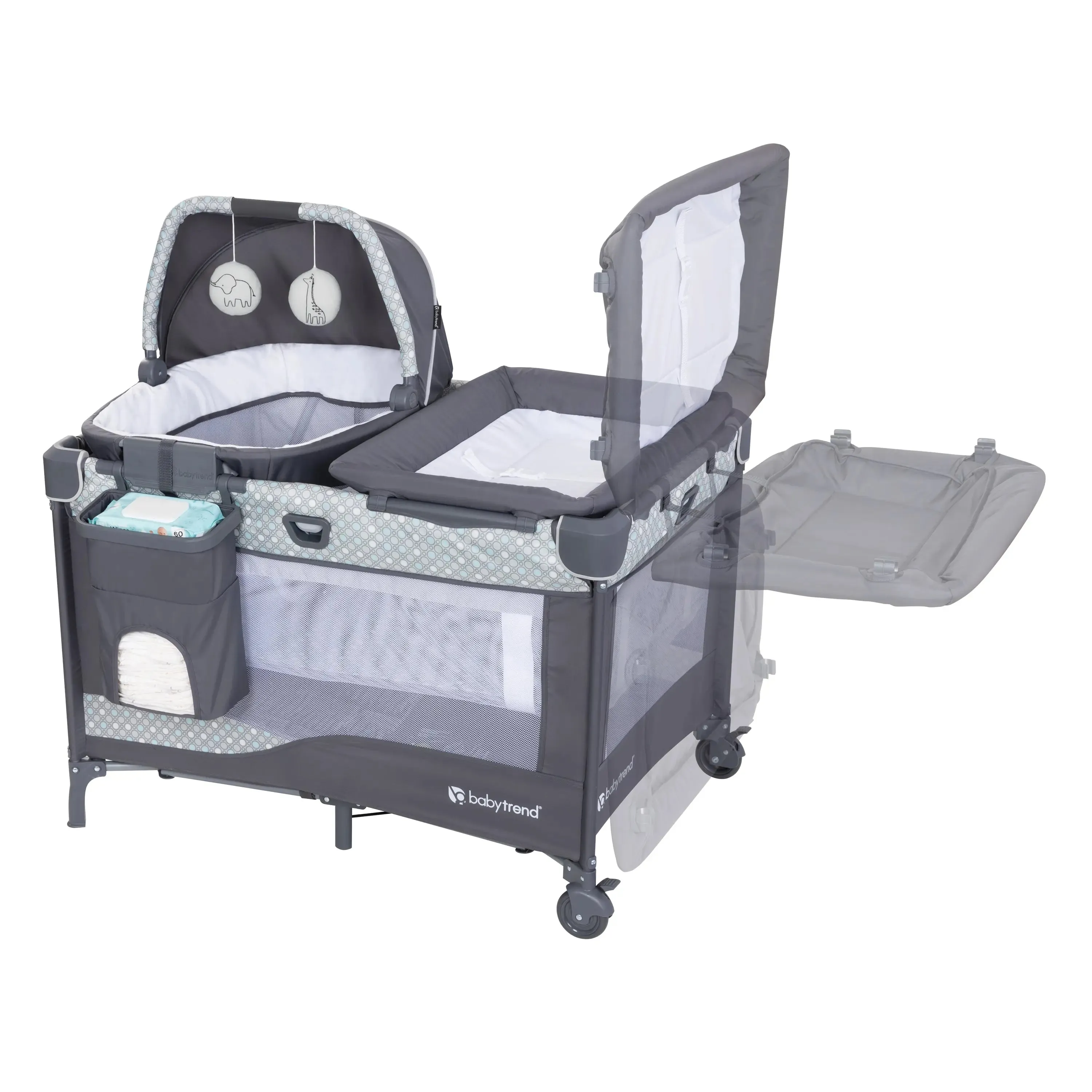 Nursery Den Playard with Rocking Cradle - Pebblestone Aqua (Walmart Canada Exclusive)