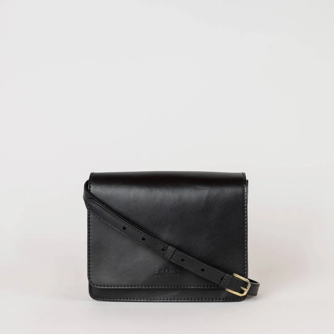 O MY BAG | Leather Bag Audrey Mini - Black Classic Leather (two straps)