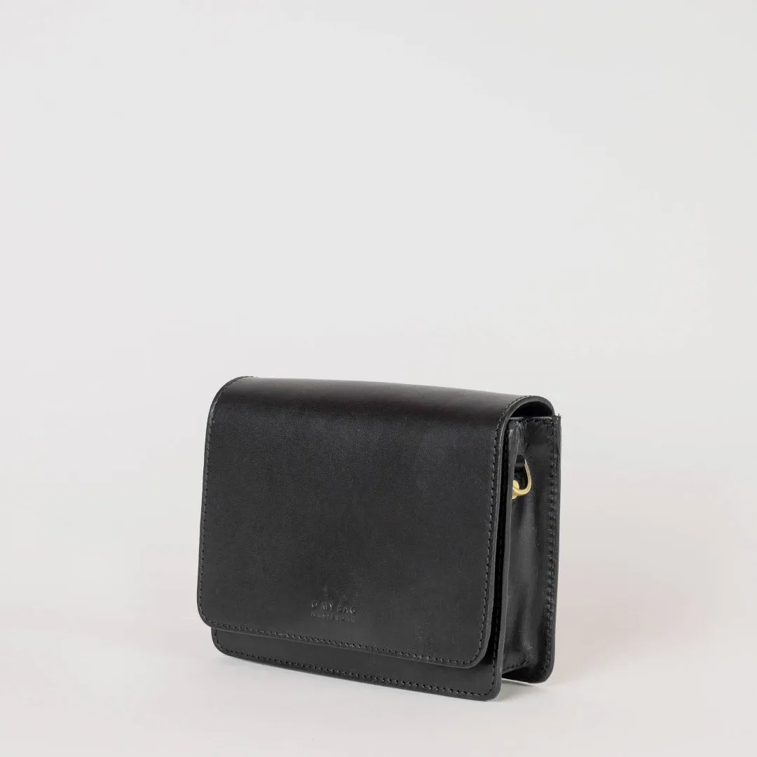 O MY BAG | Leather Bag Audrey Mini - Black Classic Leather (two straps)