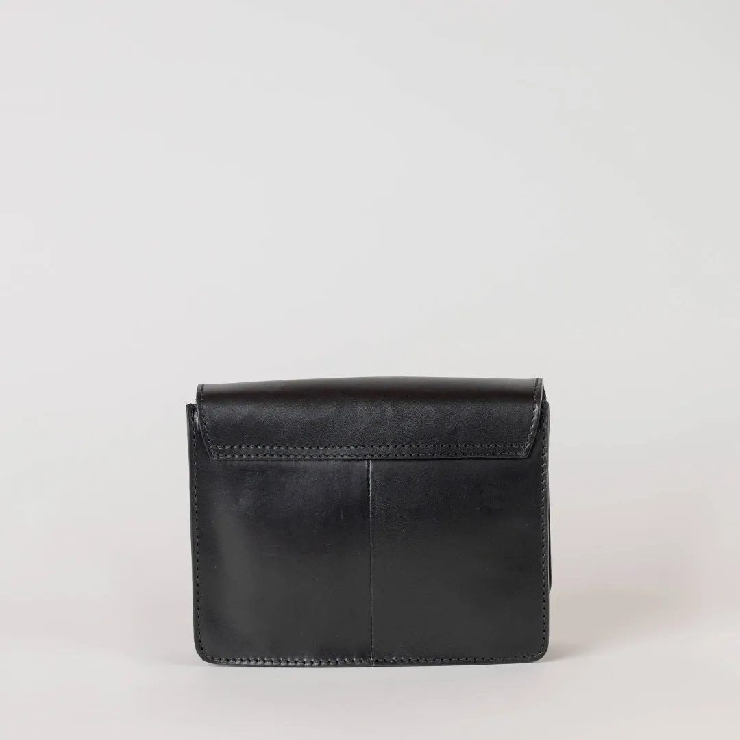 O MY BAG | Leather Bag Audrey Mini - Black Classic Leather (two straps)