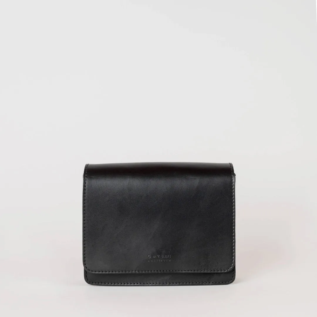 O MY BAG | Leather Bag Audrey Mini - Black Classic Leather (two straps)