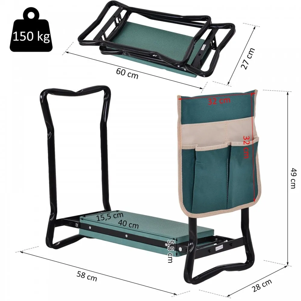 Outsunny Steel Frame Garden Kneeler with Resting Foam Pad