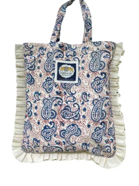 Paisley Steel Blue & Cinnamon Tara Tote Bag