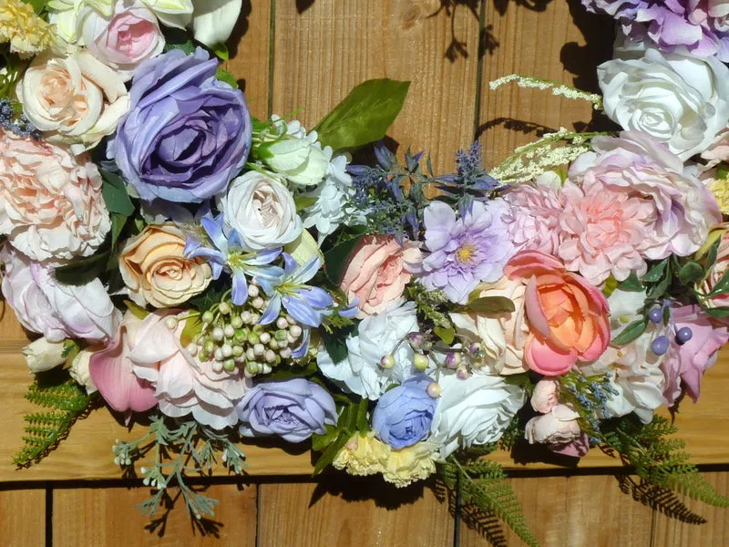 Pastel Wedding Wreath, Summer wreath, Pastel floral wreath