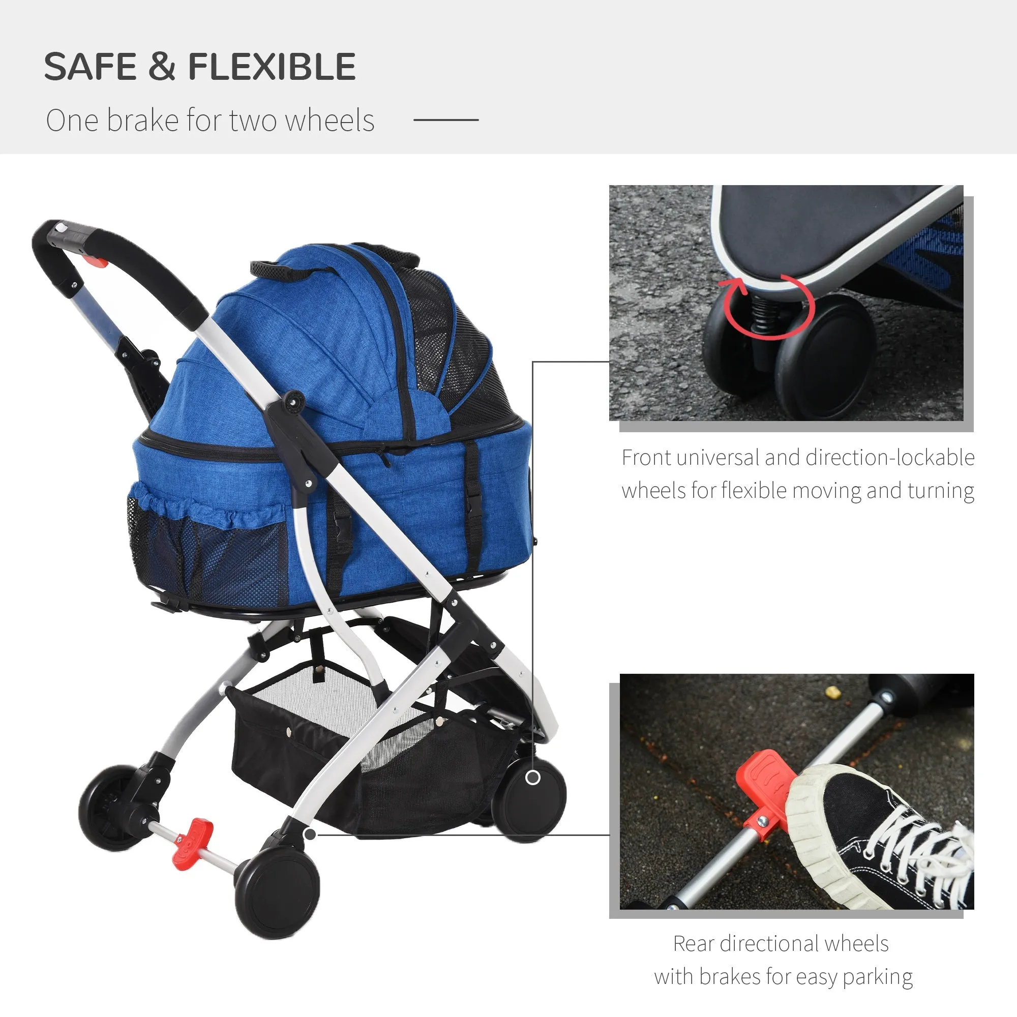 PawHut 2 In 1 Foldable Dog Stroller